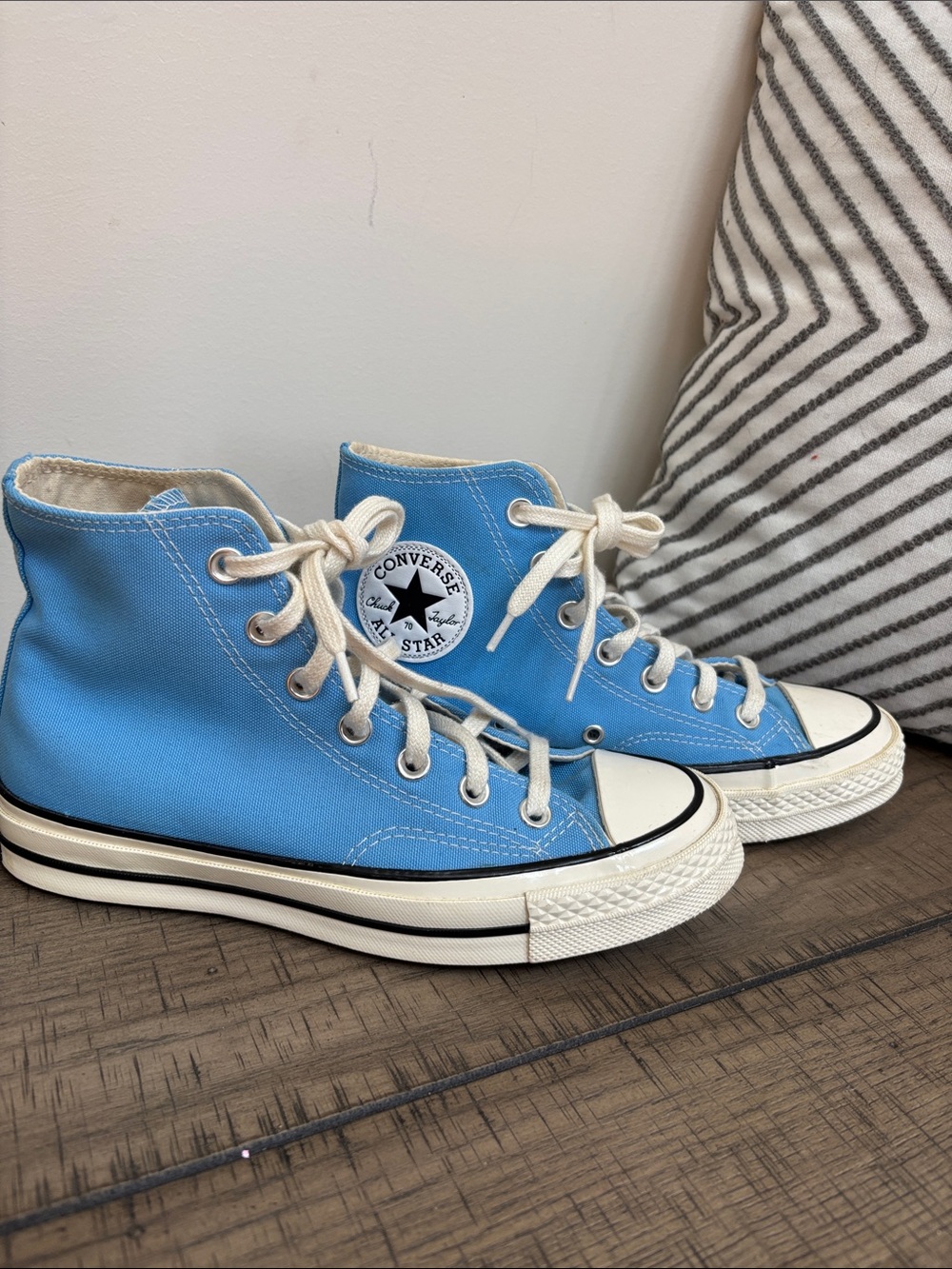 Like New! Converse High Top Sneakers - Light Blue Womens size 6.5